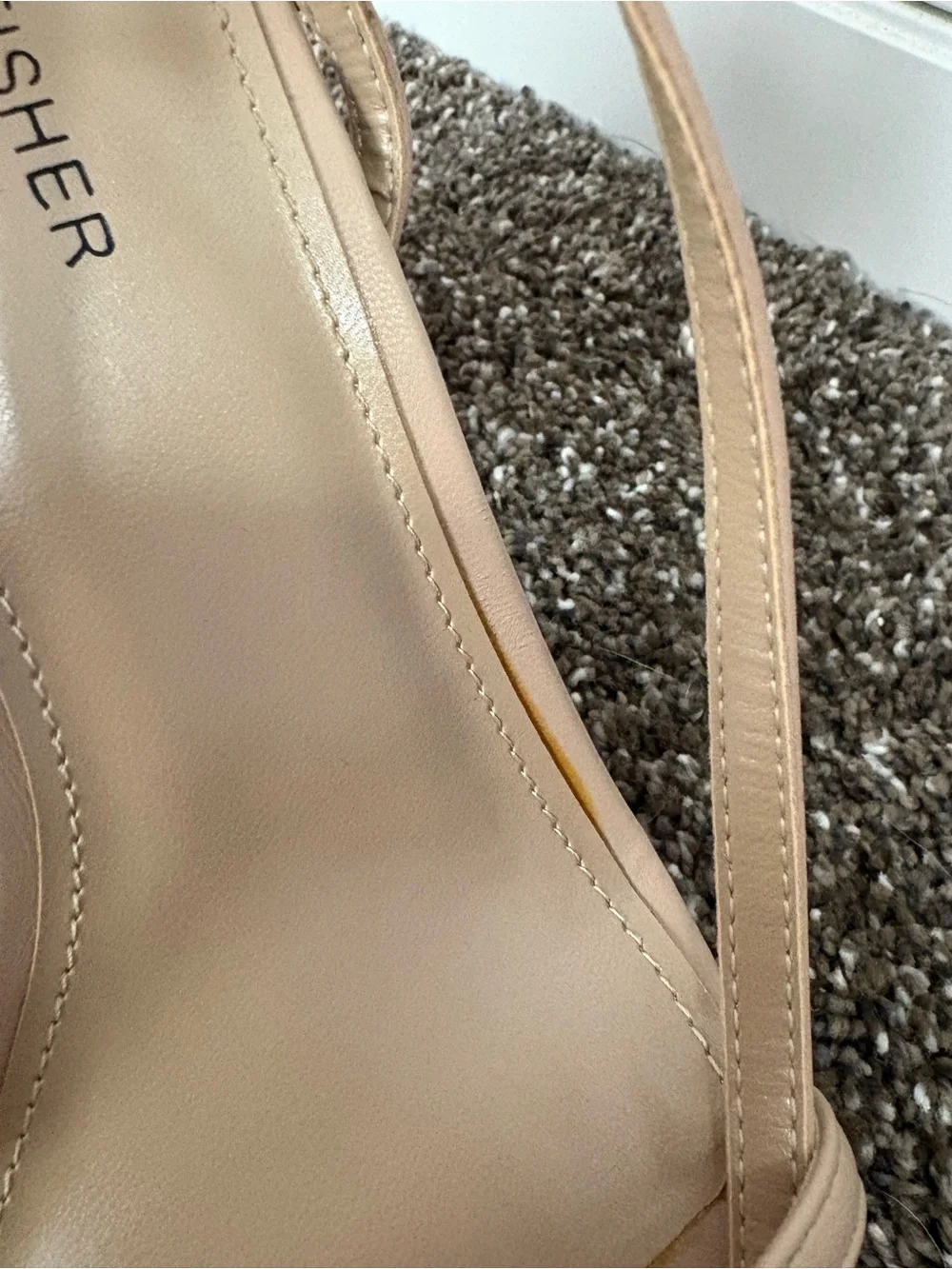 Marc Fisher Blush Beige Platform Block Heel Ankle Wrap Sandals